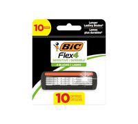 Flex - 4 cartucce ricaricabili per rasoio da uomo, a lunga durata, 4 testine per pelli sensibili, 10 cartucce di ricambio