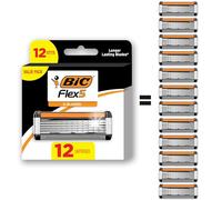 Flex 5 cartucce di ricambio ricaricabili per uomo, rasoi a lama lunga per una rasatura liscia e confortevole, 12 cartucce di ricambio