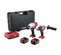 Flex Avvitatore a percussione a batteria PD2G 18-ECFC + avvitatore a batteria 18 V IW 3/4" 18.0-EC (con 2 batterie ricaricabili da 5 Ah, con valigetta di trasporto) 516228, rosso