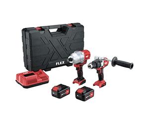 Flex Avvitatore a percussione a batteria PD2G 18-ECFC + avvitatore a batteria 18 V IW 3/4" 18.0-EC (con 2 batterie ricaricabili da 5 Ah, con valigetta di trasporto) 516228, rosso