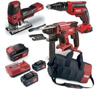 Flex Pacco Batteria Avvitatore Sega a Coda Martello Perforatore 3x LG + Custodia