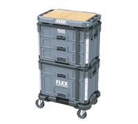 Flex - Stack Pack Cassetta degli attrezzi - Kit 2 - Organizer per set di attrezzi e accessori in plastica resistente agli urti con angoli rinforzati in alluminio, chiusura in metallo e altro ancora