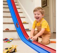 Flex Tracks - Set di base flessibile per bambini dai 3 anni in su, con forti ventose, pista flessibile per auto da corsa, compatibile con auto in pressofusione 1/64, piste da corsa portatili