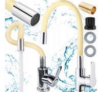 Flex un rinforzo cromato da cucina a una mano con tubo mobile beige 360 °