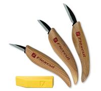 FLEXCUT Coltelli per Intaglio Legno con Pasta lucidante 3-Knife Starter Set Carving