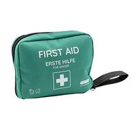 FLEXEO Set di pronto soccorso per bambini, per farmacia, per bambini, riempito con 47 pezzi, forbici, pronto soccorso per il viaggio, kit di emergenza con bambola e adesivi per il coraggio, custodia