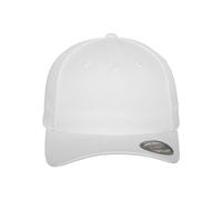 Flexfit 5 Panel Baseball Cap - Unisex Mütze, Kappe für Herren und Damen, einfarbige Basecap, rundum geschlossen - Farbe white, Größe S/M