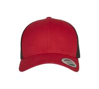 Flexfit Berretto da Baseball Unisex, Stile retrò, 2 Toni, Rosso/Nero, Taglia Unica