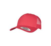 Flexfit Trucker Cap, Cappello con Visiera Piatta da Baseball con 5 pannelli Regolabile con Chiusura in Plastica, da Unisex Adulto, Rosso, Taglia unica