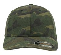 Flexfit Cappello Lavato Verde Camo Originale Forma Curva Dad Camouflage