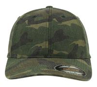 Flexfit Cappello Lavato Verde Camo Originale Forma Curva Dad Camouflage