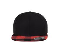 Flexfit Checked Flanell Peak Snapback Blk/Red One Size, Yupoong Headwear Unisex Adulto, Taglia unica