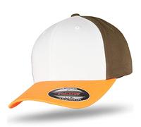 Flexfit Originale Baseball Berretto da Baseball 3-Tone Arancione Bianco Oliva -L/XL