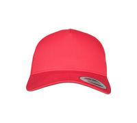 Flexfit Trucker Cap, Cappello con Visiera Piatta da Baseball con 5 pannelli Regolabile con Chiusura in Plastica, da Unisex Adulto, Rosso, Taglia unica