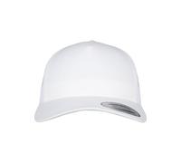 Flexfit Trucker Cap, Cappello con Visiera Piatta da Baseball con 5 pannelli Regolabile con Chiusura in Plastica, da Unisex Adulto, Bianco, Taglia unica