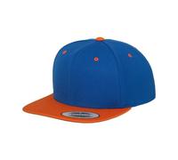 Yupoong Flexfit Unisex Kappe Classic Snapback 2-Tone, zweifarbige blanko Cap mit geradem Schirm, One Size Einheitsgröße für Männer und Frauen, Farbe roy/ora