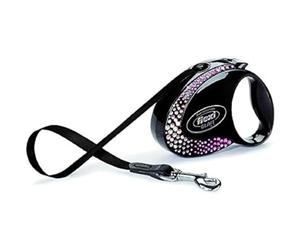 flexi Glam Composition - Cavo Retrattile con Cristalli Swarovski, 12 kg/3 m, Piccolo, Nero