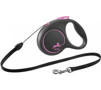 Flexi Guinzaglio per Cani in Corda M 5 mt fino a 20 Kg Black Design Rosa