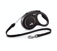 flexi® Guinzaglio Retrattile Classico per Cani (Corda), ergonomico, Resistente e Anti-groviglio, per Cani Fino a 11,8 kg, 7,9 m, Piccolo, Nero