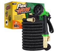 Flexi-Hose da Espandibile con Ugello a 8Funzioni,Tubo da Giardino Flessibile Leggero e Anti-attorcigliamento,Raccordi in Ottone Massiccio da 3/4 di Pollice e Doppio Nucleo in Lattice, 50 Piedi Nero