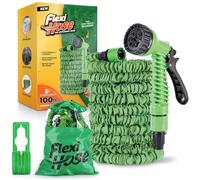 Flexi Hose Tubo da giardino espandibile, 30 m, resistente, tubo retrattile con raccordi da 3/4", design espandibile e ugello spray inclusi, verde, 30 m