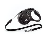 FLEXI® New Classic - Guinzaglio retrattile per cani (corda), ergonomico, resistente e anti-groviglio, per cani fino a 20 kg, 4,9 m, misura M, nero