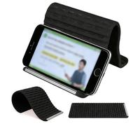 Flexible Cell Phone Holder, Foldable Silicone Aluminum Holder, Bendable Freely into Any Shape, Airplane Gadgets for Long Travel Accessories Tablet Laptop Desk Travel (Black)