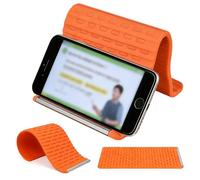 Flexible Cell Phone Holder, Foldable Silicone Aluminum Holder, Bendable Freely into Any Shape, Airplane Gadgets for Long Travel Accessories Tablet Laptop Desk Travel (Orange)