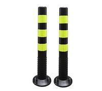 Flexible Driveway Delineator Posts 2-Pack with Reflective Strips for Traffic Control and Safety(Black+yellow)