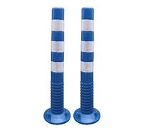 Flexible Driveway Delineator Posts 2-Pack with Reflective Strips for Traffic Control and Safety(Blue+white)