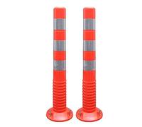 Flexible Driveway Delineator Posts 2-Pack with Reflective Strips for Traffic Control and Safety(Red+siver)