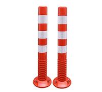 Flexible Driveway Delineator Posts 2-Pack with Reflective Strips for Traffic Control and Safety(Red+white)