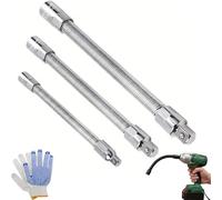 Flexible Extension Socket & Shaft Set, 360° Flex Impact Extension, Ratchet Extender for Automotive & Tight Spaces (White-3ps)