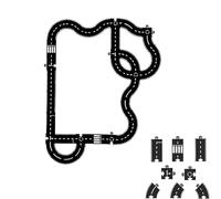 Flexible Road Tracks for Kids, Indestructible Rubber Puzzle Highway System, Waterproof Bath & Beach Car Toy, Montessori Educational Circuit Gift Set (41)