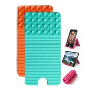 Flexible Silicone Phone Stand with Suction Cups Charging Port Cutout | Foldable Cell Holder Mount Kickstand for Airplane Travel Desk Office Essentials Hands Free Accessories(Mix6)