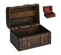 flexilife Scrigno del tesoro in legno in diverse misure, idea regalo per il compleanno dei bambini, scrigno del tesoro (marrone scuro, legno, grande, 40 x 30 x 25 cm)