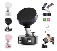 FlexiMag Phone Stand, 2025 New Vacuum Magnetic Phone Stand, Adjustable Portable Suction Cup Phone Mount, Foldable & Retractable Double-Sided Magnetic Cell Phone Holder for All Phones (Black)