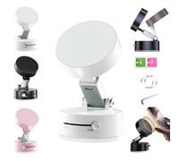 FlexiMag Phone Stand, 2025 New Vacuum Magnetic Phone Stand, Adjustable Portable Suction Cup Phone Mount, Foldable & Retractable Double-Sided Magnetic Cell Phone Holder for All Phones (White)