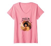 Flexin' My Complexion: Potenziare L'Arte della diversità Maglietta con Collo a V, Donna, Rosa, M