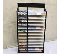 FlexiSpaceUS Espositore per piastrelle da pavimento, con 24 slot per schede, porta campioni in pietra/pietra, espositore per campioni per piastrelle in ceramica (LxP 90 x 35 cm)