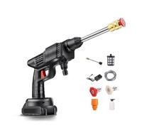 FlexiSpaceUS Rondella per auto senza fili ad alta pressione, pistola a spruzzo per auto da 12 V con tubo da 5 m, 3 tipi di acqua regolabili, distanza massima di spruzzatura fino a 10 m