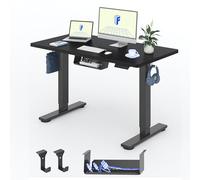 FLEXISPOT 100 * 60cm Scrivania Regolabile in Altezza Con Ganci Con Gestione Cavi Standing Desk Scrivania Elettrica Scrivania Motorizzata( Nero+Nero )