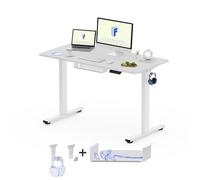FLEXISPOT 100 * 60cm Scrivania Regolabile in Altezza Con Ganci Con Gestione Cavi Standing Desk Scrivania Elettrica Scrivania Motorizzata(Bianco+Bianco)