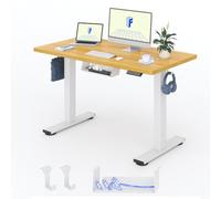 FLEXISPOT 120 * 60cm Scrivania Regolabile in Altezza Standing Desk Scrivania Elettrica Scrivania Motorizzata Telaio in Acciaio Solido a 2 stadi Per Lavorare da Casa(Bianco+Acero)