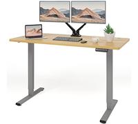FLEXISPOT EF1+160 * 80cm Certificato FSC Scrivania Regolabile in Altezza Scrivania Elettrica Scrivania Motorizzata Standing Desk,Pannello di controllo con memoria a 2 Livelli (Grigio+Acero)