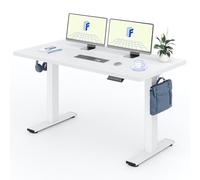 FLEXISPOT EG1-SET 140 x 80 cm Scrivania Regolabile in Altezza Standing Desk Elettrica Scrivania Motorizzata Telaio in Acciaio Solido a 2 stadi Per Lavorare da Casa (Bianco+Bianco)