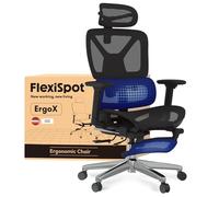FLEXISPOT ErgoX - Sedia da ufficio ergonomica in rete, con poggiatesta 3D, supporto lombare indipendente, schienale 5D regolabile, braccioli 3D, seduta traspirante, girevole con ruote, portata 130 kg