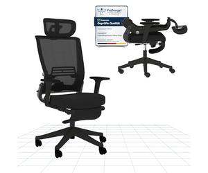 FLEXISPOT Foldex - Sedia da ufficio, pieghevole, ergonomica, con supporto lombare, braccioli regolabili in altezza con poggiapiedi per piccola casa, rete traspirante, colore: nero