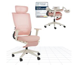 FLEXISPOT Foldex - Sedia da Ufficio Pieghevole, Sedia Ergonomica con Supporto Lombare, Braccioli Regolabili in Altezza, Poggiatesta 2D, Sedie da Ufficio con Poggiapiedi per Lavorare a Casa, Rosa
