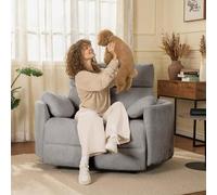 FLEXISPOT Mochi Pro Poltrona Relax Elettrica XXL 1,5 Posti, Seduta 90 cm, Poltrona TV Zero Wall per Persone Alte e Robuste, USB e Type-C, Sistema Anti-Schiacciamento, Chenille Grigio